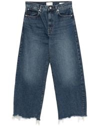 FRAME - The Bow Crop Frayed-Hem Denim Jeans - Lyst