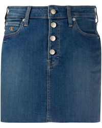 Calvin Klein Falda vaquera con dobladillo deshilachado - Azul