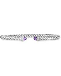 David Yurman - Sterling Cablespira Amethyst And Diamond Bracelet (4Mm) - Lyst