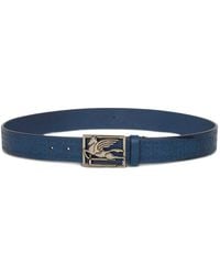 Etro - Etched-Embellishment Pegaso-Buckle Leather Belt - Lyst