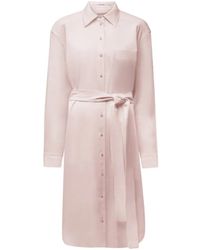 Another Tomorrow - Pleat Back Midi Shirt Dress - Lyst