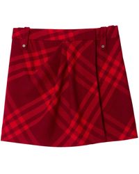 Burberry - Wool Check Mini Skirt - Lyst
