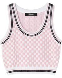 Versace - Checked Jacquard Crop Top - Lyst