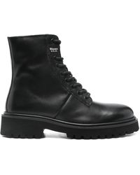Blauer - Lace-Up Leather Biker Boots - Lyst