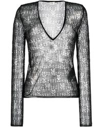 Saint Laurent Semi-Sheer Certified Viscose Knitted Top in