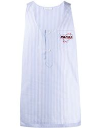Prada Striped Logo Tank Top - Blue