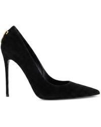 Elisabetta Franchi - Suede Pumps With Logo Detail - Lyst