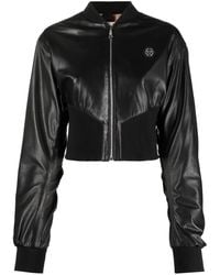 Philipp Plein - Leather Bomber Jacket - Lyst