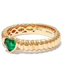 Anita Ko - 18kt Yellow Gold Thin Zoe Emerald Heart Ring - Lyst