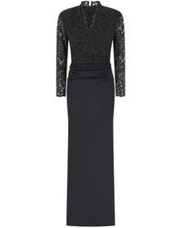 La Petite Robe Di Chiara Boni - Lace-Panelled Ruched Maxi Dress - Lyst