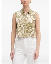 GAUDI - Leaf-Print Sleeveless Shirt - Lyst