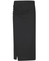 Emporio Armani - Button-Embellished Ruched Midi Skirt - Lyst
