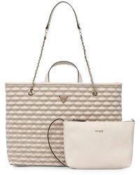 Guess - Giully Quilted Striped Tote Bag - Lyst