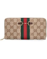 Gucci - Horsebit Web Zip-Around Wallet - Lyst