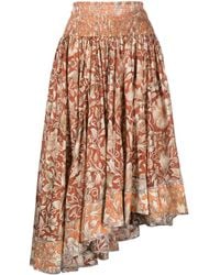 Zimmermann - Chintz Floral-print Asymmetric Silk Midi Skirt - Lyst