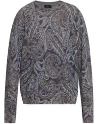 Etro - Geribbelde Wollen Trui Met Paisley-Print - Lyst