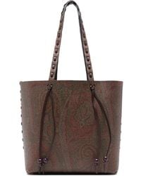 Etro - Paisley-Tote Bag Mit Geflochtenem Henkel - Lyst