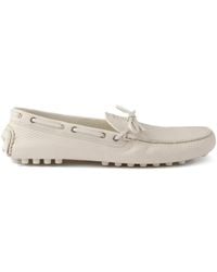 Prada - Tie Logo-Detail Boat Shoes - Lyst