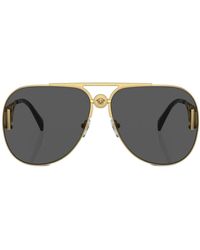 Versace - Logo-plaque Pilot-frame Sunglasses - Lyst