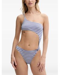 Benetton - Striped Cut-Out Swimsuit - Lyst