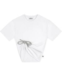 Area - T-Shirt À Nœud Orné De Cristaux - Lyst