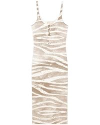 Blumarine - Ribbed Zebra-Print Midi Dress - Lyst