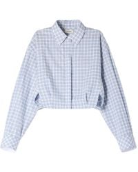 Sandro - Cropped Checked Shirt - Lyst