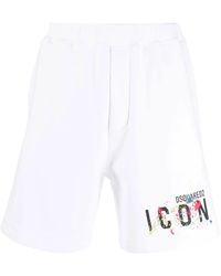 DSquared² - Icon Cotton Track Shorts - Lyst