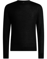 Etro - Wool And Silk Sweater With Pegaso Embroidery - Lyst