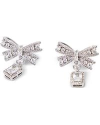Self-Portrait - Crystal Bow Drop Earrings - Lyst