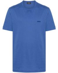 Zegna - T-shirt en coton à logo brodé - Lyst
