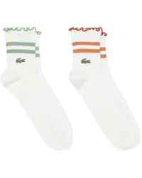 Lacoste - Ruffled Striped Socks (Set Of Two) - Lyst