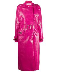 Saks Potts Caliente Crocodile-effect Trench Coat - Pink