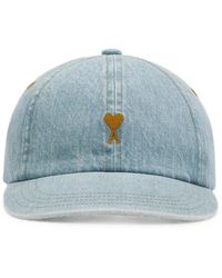 Ami Paris - Denim Cotton Cap With Ami De Coeur - Lyst