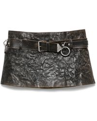 Prada - Belted Leather Miniskirt - Lyst