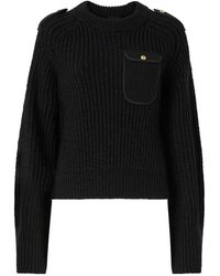 Pinko - Ribbed-Knit Epaulette Sweater - Lyst