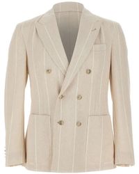 Eleventy - Striped Double-Breasted Blazer - Lyst