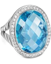 David Yurman - Zilveren Albion Oval Ring Met Topaas En Diamant (21Mm) - Lyst