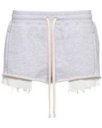 Miu Miu - Embroidered Cotton-fleece Track Shorts - Lyst