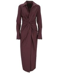 FEDERICA TOSI - Twist-Detail Long-Sleeve Midi Dress - Lyst