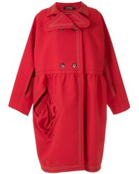 À La Garçonne Side Pockets Oversized Coat - Red