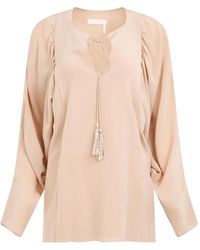 Chloé - Long-Sleeve Key-Hole Blouse - Lyst