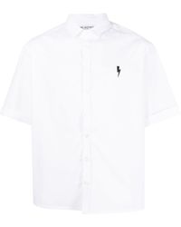 Neil Barrett - Embroidered-logo Cotton Shirt - Lyst