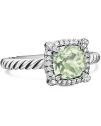 David Yurman - Sterling Zilveren Petite Chatelaine Ring Met Diamant En Prasoliet (7Mm) - Lyst