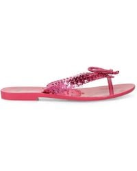 Melissa - X Disney Harmonic Chrome Sequin-Embellished Bow Flip-Flops - Lyst