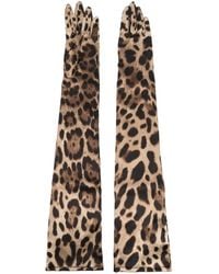 Dolce & Gabbana - Leopard Print Silk Gloves - Lyst