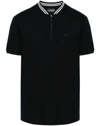 Emporio Armani - Zip-up Cotton Polo Shirt - Lyst