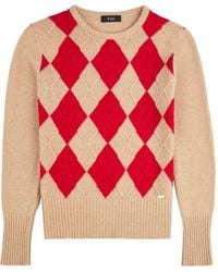 Fay - Argyle-Pattern Cable-Knit Sweater - Lyst
