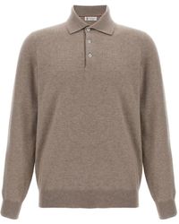 Brunello Cucinelli - Cashmere Long-Sleeve Polo Shirt - Lyst