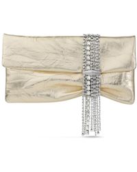 Jimmy Choo - Zandra Crystal-Embellished Metallic-Leather Clutch Bag - Lyst